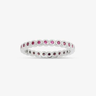 Anel com Zircônia Rosa em Prata 925