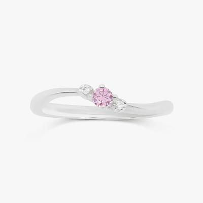 Anel com Zircônia Rosa em Prata 925