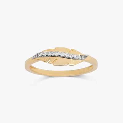 Anel Pena com Zircônias em Prata 925 com Banho de Ouro Amarelo 18k