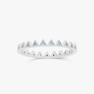 Anel Triângulos com Zircônia Azul em Prata 925