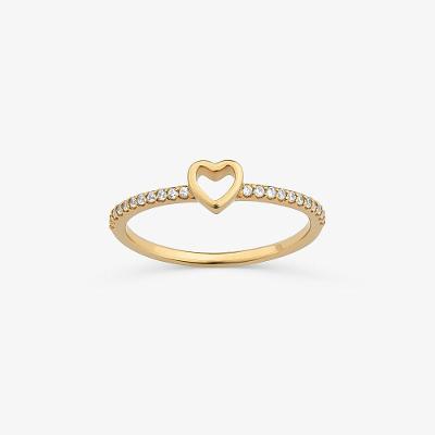 Anel Coração em Prata 925 com Banho de Ouro Amarelo 18k