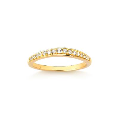 Anel Orgânico com Topázio Incolor em Prata 925 com Banho de Ouro Amarelo 18K