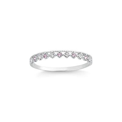 Anel com Zircônia Rosa em Prata