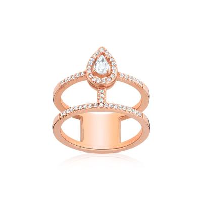 Anel com Topázio Incolor em Prata 925 com Banho de Ouro Rosé 18k