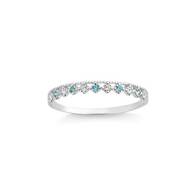 Anel com Zircônia Azul e Incolor em Prata 925