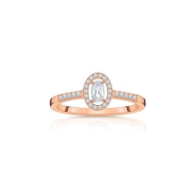 Anel com Topázio Incolor em Prata 925 com Banho de Ouro Rosé 18k