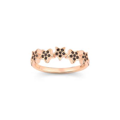 Anel Estrelas em Prata 925 com Banho de Ouro Rosé e Espinélio