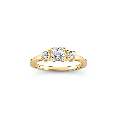 Anel com Topázio Incolor em Prata 925 com Banho de Ouro Amarelo 18k
