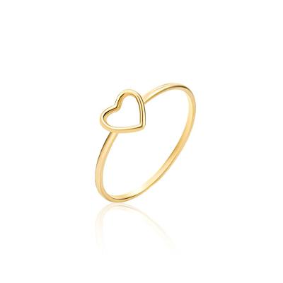 Anel Coração em Ouro Amarelo 18k