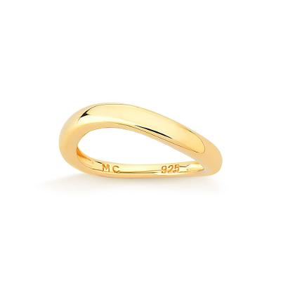 Anel Arredondado em Prata 925 com Banho de Ouro Amarelo 18k