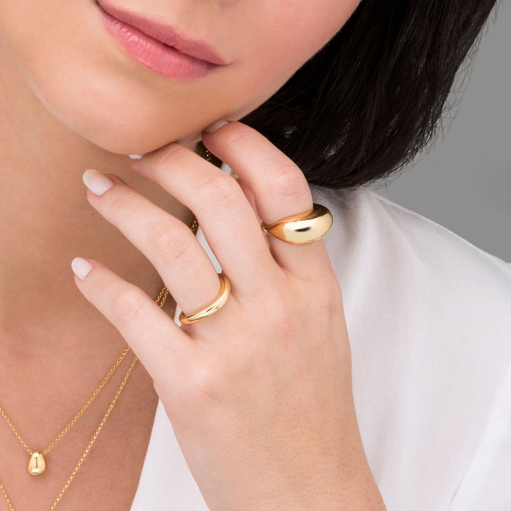 Anel Arredondado em Prata 925 com Banho de Ouro Amarelo 18k - 2