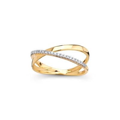 Anel Entrelaçado com Diamantes em Ouro Amarelo 18k