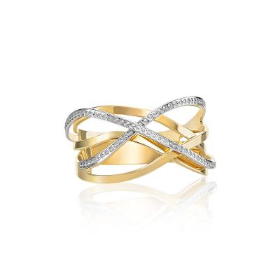 Anel Entrelaçado em Ouro Amarelo e Ouro Branco 18k