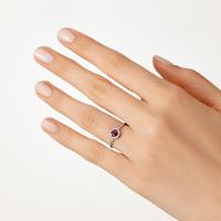 Anel em Ouro Branco com Diamante, Rubi - 10