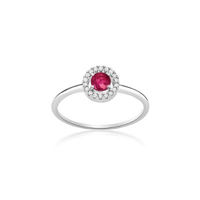 Anel em Ouro Branco com Diamante, Rubi