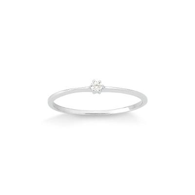Anel Solitário com 5 Pontos de Diamantes em Ouro Branco 18k