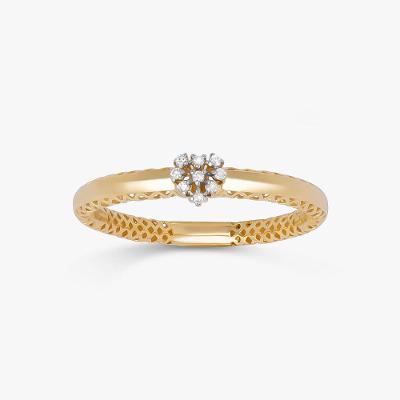Anel Solitário com 3 Pontos de Diamantes em Ouro Amarelo 18k