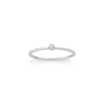 Anel Solitário com 2 Pontos de Diamantes em Ouro Branco 18k