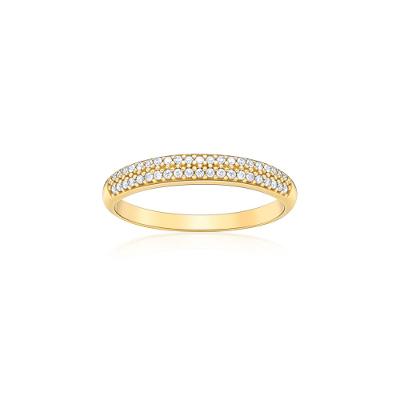 Anel Meia Aliança com 21 Pontos de Diamantes em Ouro Amarelo 18k