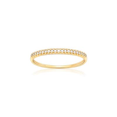 Anel Meia Aliança com 10 Pontos de Diamantes em Ouro Amarelo 18k