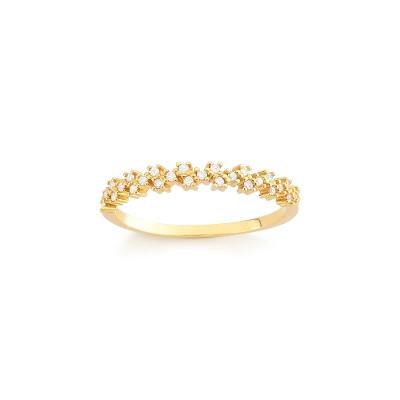 Anel Meia Aliança com 13 Pontos de Diamantes em Ouro Amarelo 18k