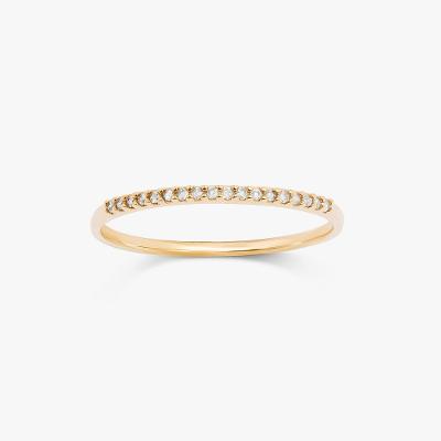 Anel Meia Aliança com 9 Pontos de Diamantes em Ouro Amarelo 18k