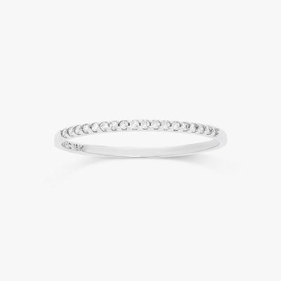 Anel Meia Aliança com 9 Pontos de Diamantes em Ouro Branco 18k