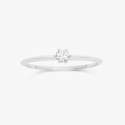Anel Solitário com 15 Pontos de Diamantes em Ouro Branco 18k