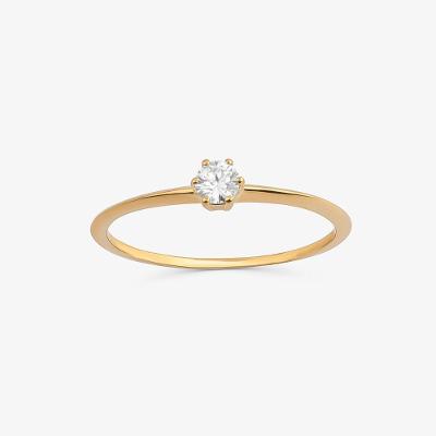 Anel Solitário com 15 Pontos de Diamantes em Ouro Amarelo 18k
