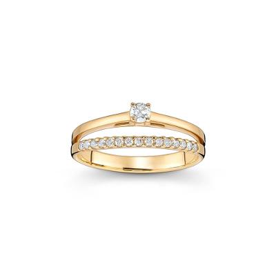 Anel Solitário com 25 Pontos de Diamantes em Ouro Amarelo 18k