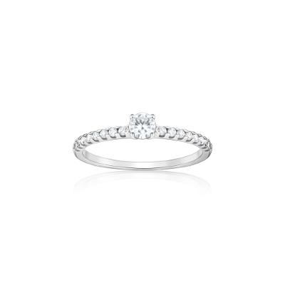 Anel Solitário com 36 Pontos de Diamantes em Ouro Branco 18k