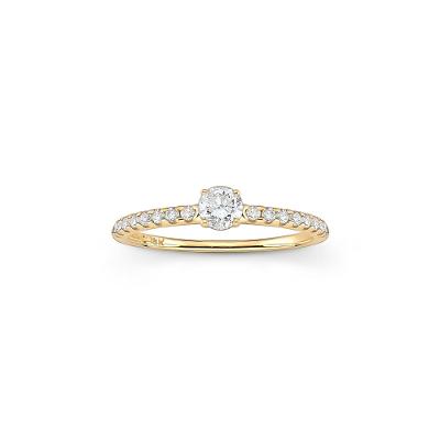 Anel Solitário com 36 Pontos de Diamantes em Ouro Amarelo 18k
