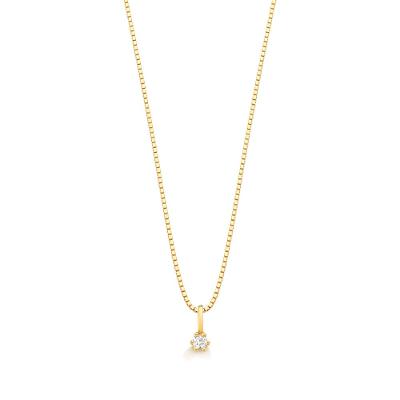 Pingente Solitário com 5 Pontos de Diamantes em Ouro Amarelo 18k