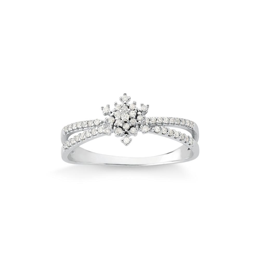 Anel Duplo com Diamantes em Ouro Branco 18k - 1