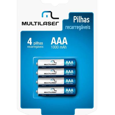 Pilhas Recarregáveis Multilaser Aaa 1000Mah Com 4 Unidades Cb050