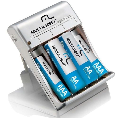 Carregador De Pilhas Multilaser Aa/Aaa Com 8 Pilhas Cb093