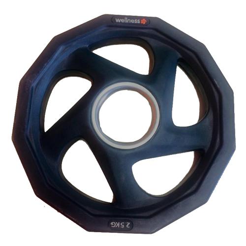 Anilha olimpica rubber com 5 furos de 2,50kg wellness - WK013
