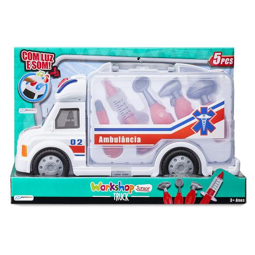 Caminhão de Primeiros Socorros Workshop Junior Truck com Acessórios Indicado para +3 Anos Multikids - BR900