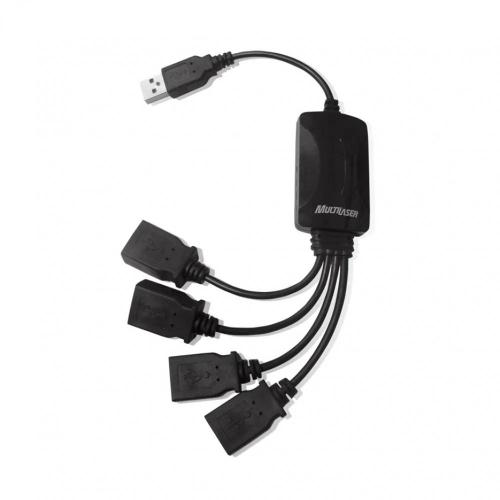 Hub 4 Portas Multilaser Flexível 2,0 Preto - AC042