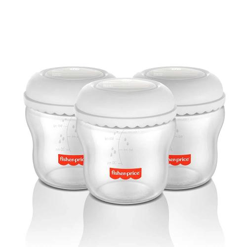 Conjunto 3 Frascos para Armazenar Leite 150 Ml MomS Essentials Fisher Price BB1077