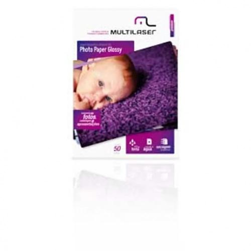 Papel Fotográfico Glossy Multilaser A4 50Fls Pacote - PE012