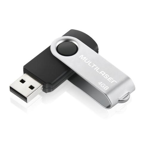Pen Drive Multilaser Twist 4Gb Usb Leitura 10MBs Gravação 3MBs Preto Pd586