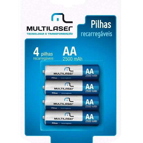 Pilhas Recarregáveis Multilaser Aa 2500Mah 4 Unidades Cb052