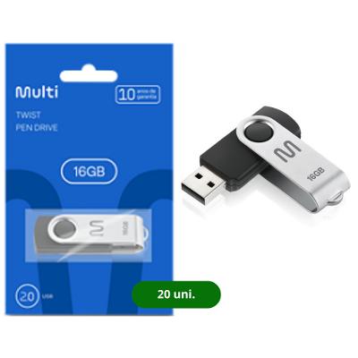 Kit Pen Drive Twist 16GB 20 unidades Preto Multi - PD588K