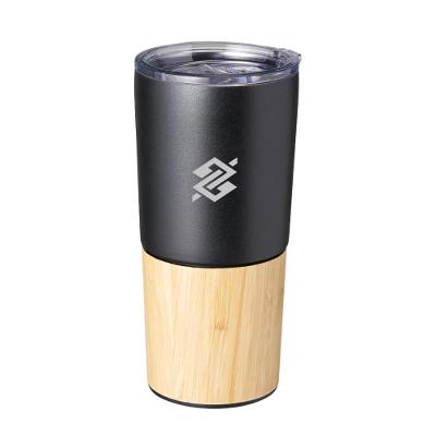Copo Térmico 600ml em Inox com Detalhe em Bambu e Tampa Acrílica - Preto