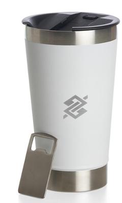 Copo Térmico 500ml em Inox com Abridor - Branco
