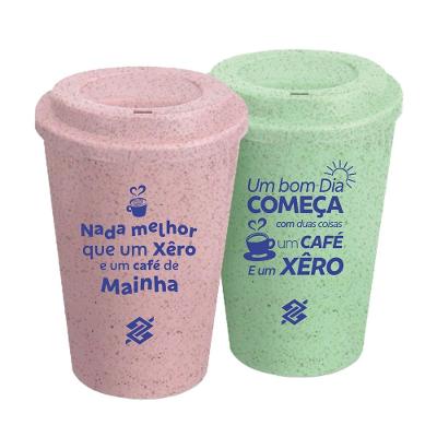 Kit 02 Copos Eco Café  Frases - Rosa e Verde