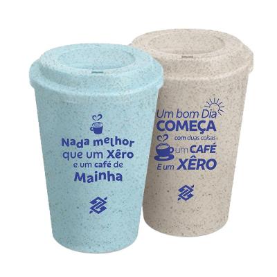 Kit 02 Copos Eco Café Frases - Azul e Bege