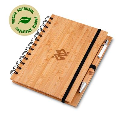 Caderno de Bambu com Caneta A5