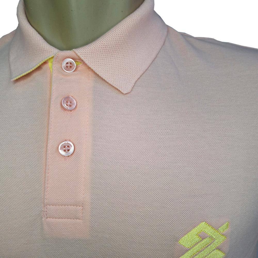 Camiseta Polo Pique Bordada Premium Masculina Slim - Rosa - 2